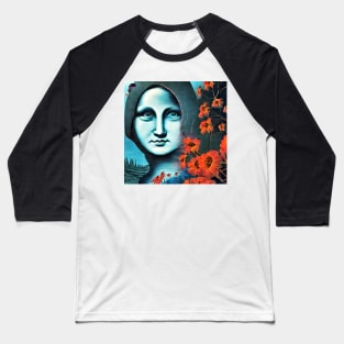 Mona Lisa with flowers Baseball T-Shirt